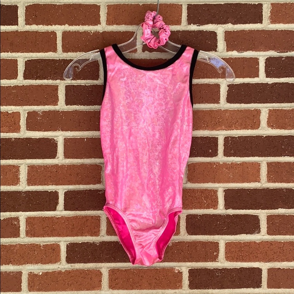 Pink and Black GK Leotard with Scrunchie